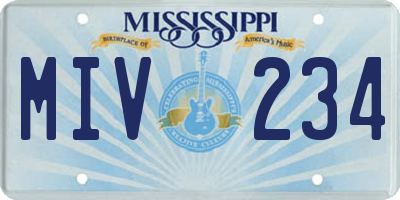 MS license plate MIV234