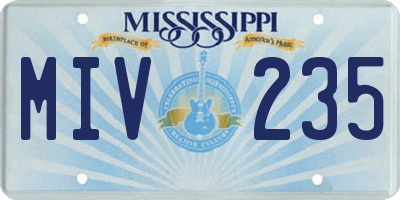 MS license plate MIV235