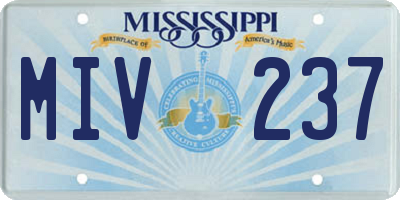 MS license plate MIV237