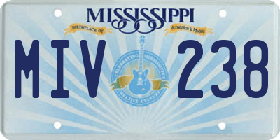 MS license plate MIV238