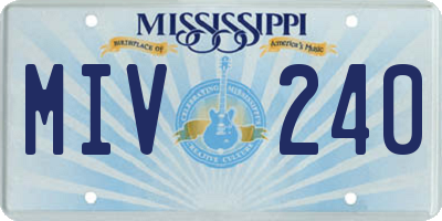 MS license plate MIV240