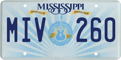 MS license plate MIV260