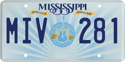 MS license plate MIV281