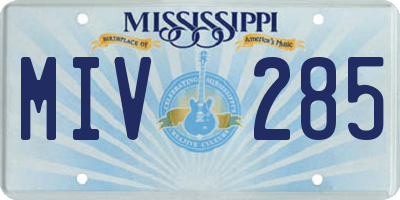 MS license plate MIV285