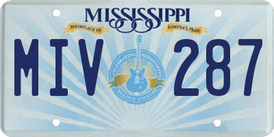 MS license plate MIV287