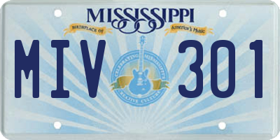 MS license plate MIV301