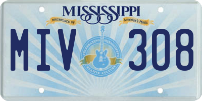 MS license plate MIV308