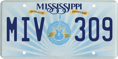 MS license plate MIV309