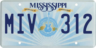 MS license plate MIV312
