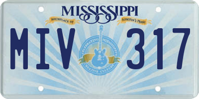 MS license plate MIV317