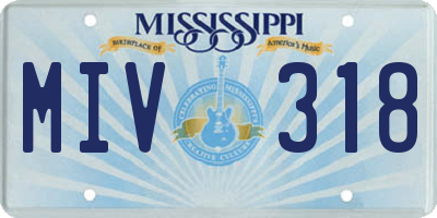 MS license plate MIV318