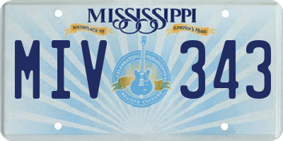 MS license plate MIV343