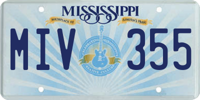 MS license plate MIV355