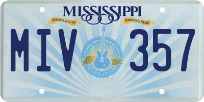 MS license plate MIV357