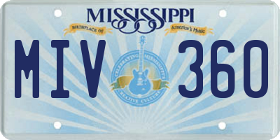 MS license plate MIV360