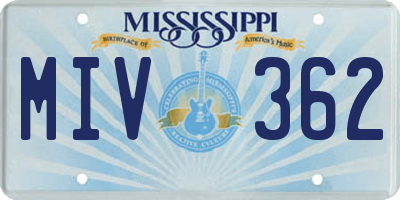 MS license plate MIV362