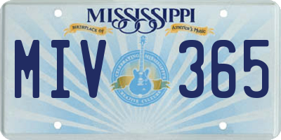 MS license plate MIV365