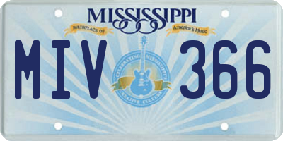 MS license plate MIV366
