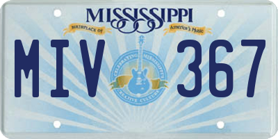 MS license plate MIV367