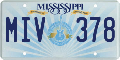 MS license plate MIV378