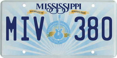 MS license plate MIV380