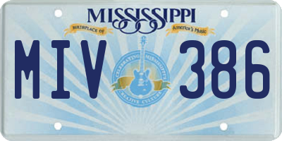 MS license plate MIV386