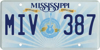 MS license plate MIV387