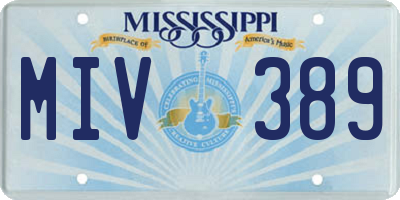 MS license plate MIV389