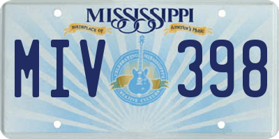 MS license plate MIV398