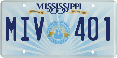 MS license plate MIV401