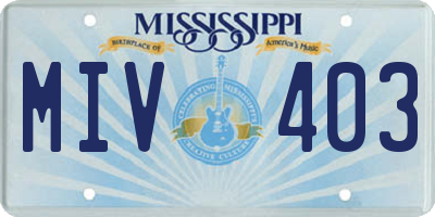 MS license plate MIV403