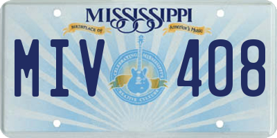 MS license plate MIV408