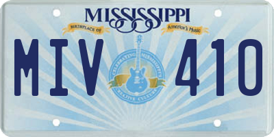 MS license plate MIV410