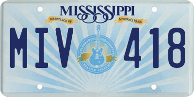MS license plate MIV418
