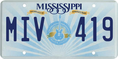 MS license plate MIV419