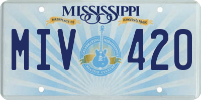 MS license plate MIV420