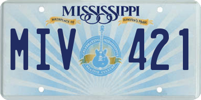 MS license plate MIV421