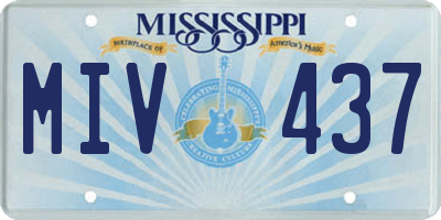 MS license plate MIV437