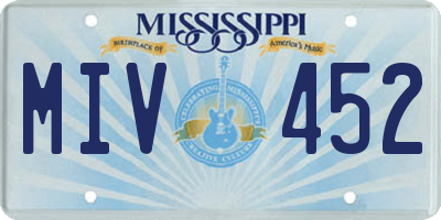 MS license plate MIV452