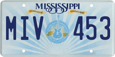 MS license plate MIV453