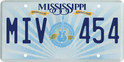 MS license plate MIV454