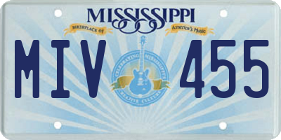 MS license plate MIV455