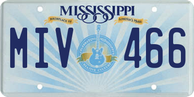 MS license plate MIV466
