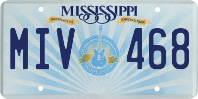 MS license plate MIV468