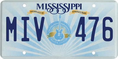 MS license plate MIV476