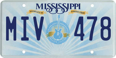MS license plate MIV478