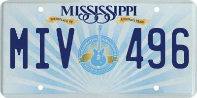 MS license plate MIV496