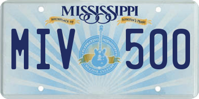 MS license plate MIV500