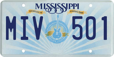 MS license plate MIV501