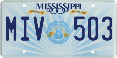 MS license plate MIV503